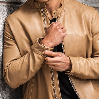 Men’s Camel Racer Jacket: Timeless Style Meets Modern Comfort