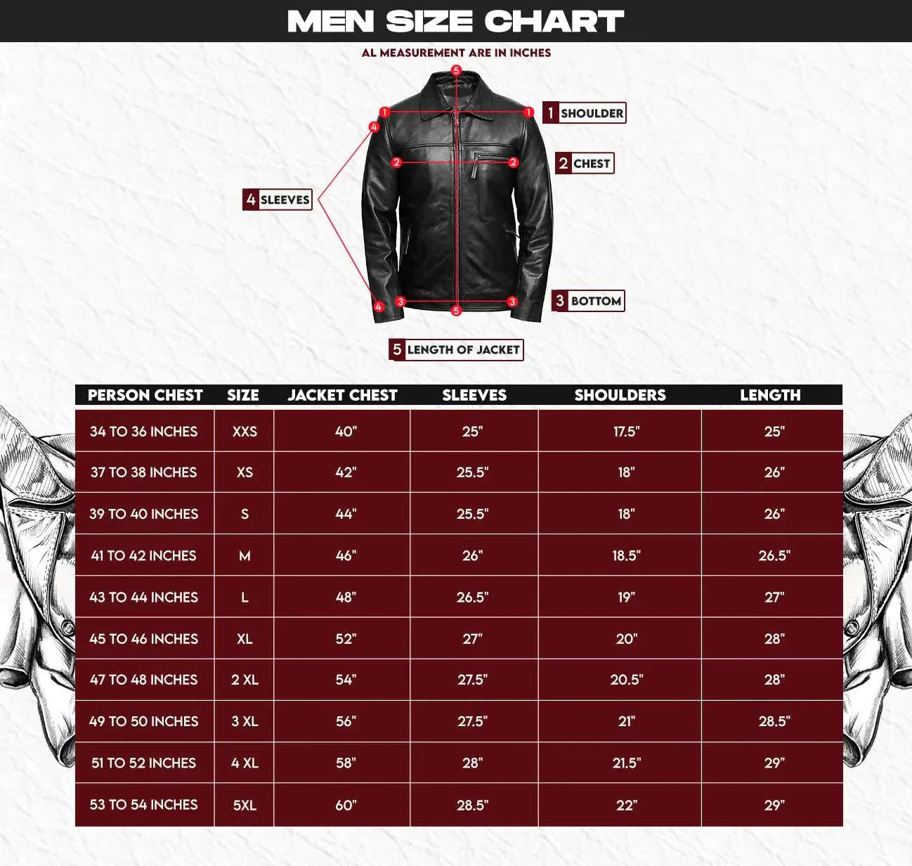 MENS SIZE CHART