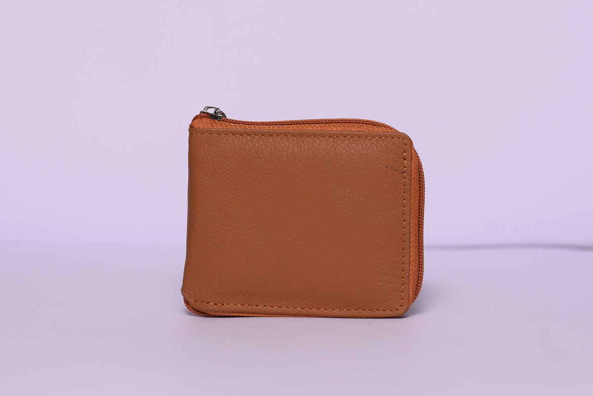 Brown leather bifold wallet with card slots