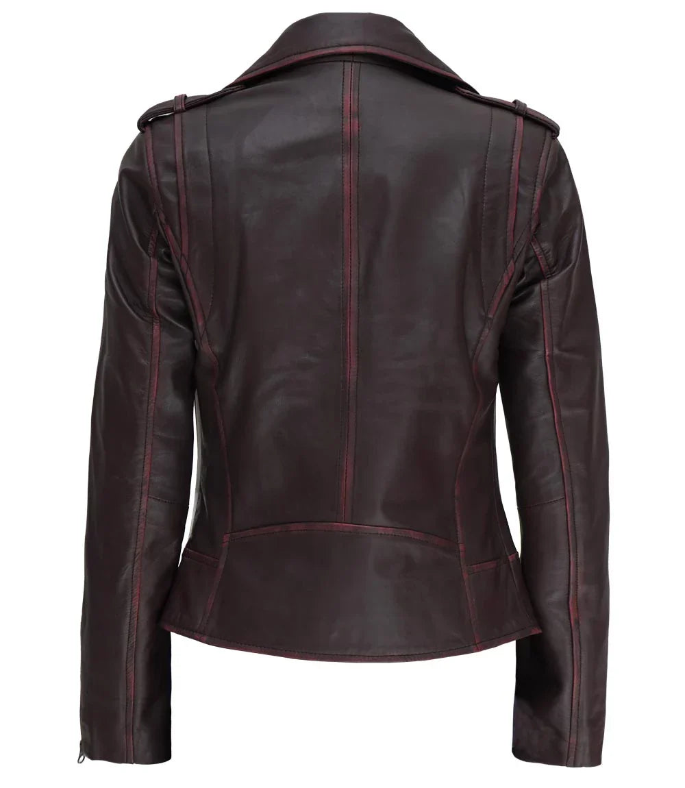 Women's Brown Leather Motorcycle Jacket