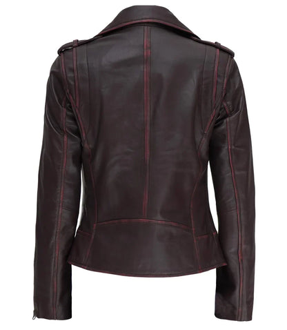 Women's Brown Leather Motorcycle Jacket