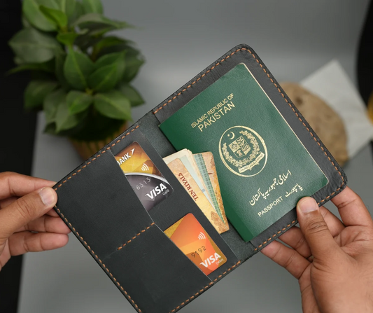 Passport Wallet Handmade Full Grain Chrome Tan Pull-Up Leather
